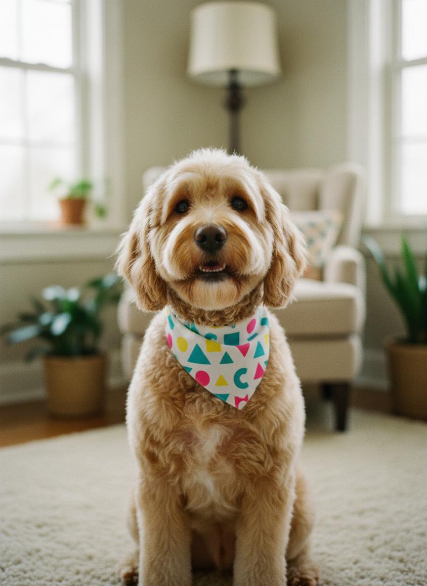 Happy dog with bandana